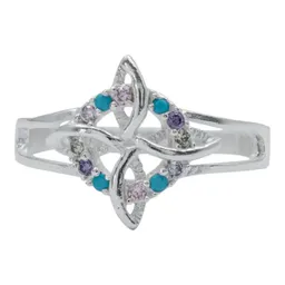 Anillo Plata 925 Nudo Bruja Celta con Zirconias Multicolor - Imagen 3
