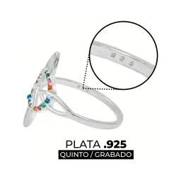 Anillo Plata .925 Nudo Bruja Celta Zirconia Multicolor - Imagen 3