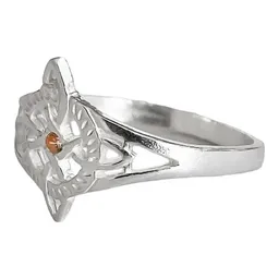 Anillo Plata 925 Nudo Bruja con Zirconia Naranja Artesanal - Imagen 2