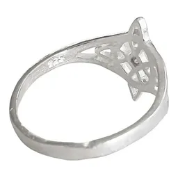Anillo Plata 925 Nudo Bruja con Zirconia Naranja Artesanal - Imagen 3