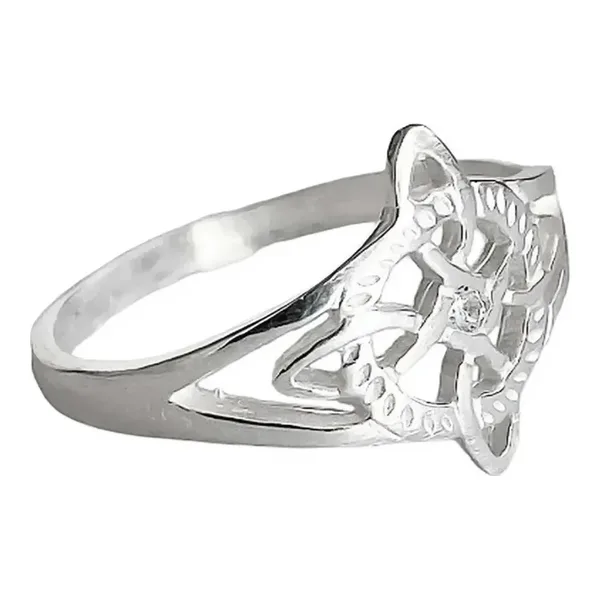 Anillo de plata .925 plateado zirconia nudo de bruja talla 9 — Joyaris