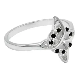 Anillo Plata 925 Nudo Bruja con Zirconias Negras - Imagen 1