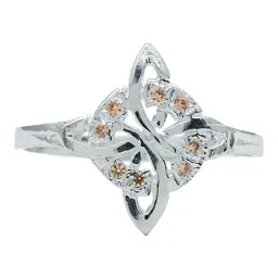 Anillo Plata 925 Nudo Bruja Diamantado con Zirconia Naranja - Imagen 1
