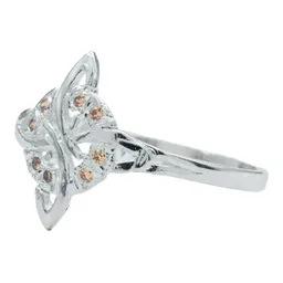 Anillo Plata 925 Nudo Bruja Diamantado con Zirconia Naranja - Imagen 2