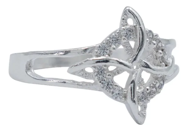 Anillo Plata .925 Nudo de Bruja Celta con Zirconia para Mujer - Imagen 1