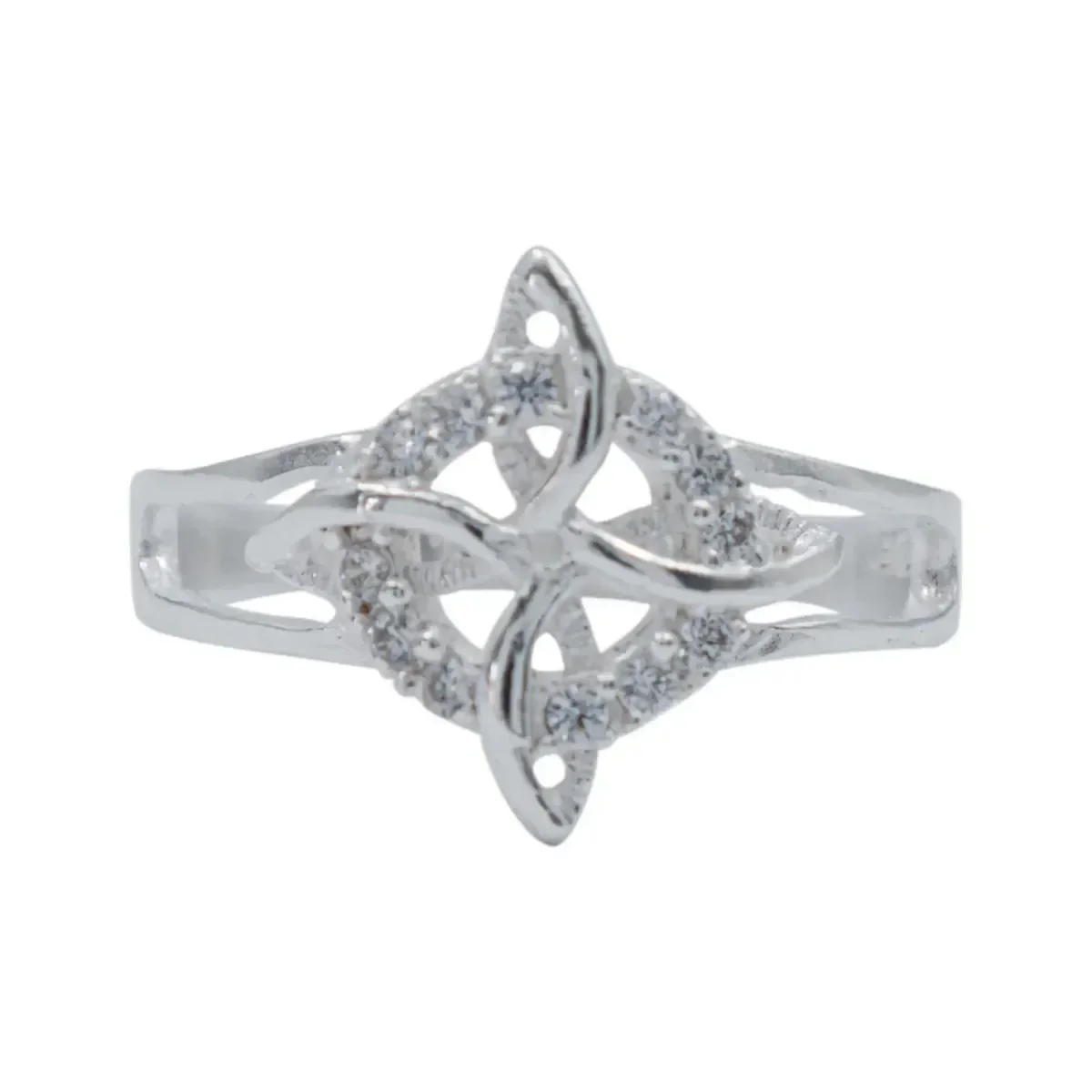 Anillo Plata .925 Nudo de Bruja Celta con Zirconia para Mujer Talla 9 - Imagen 2