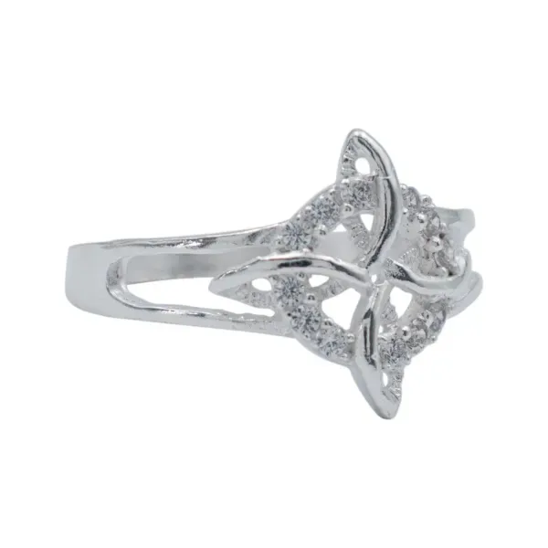 Anillo de plata .925 blanco zirconia Nudo de Bruja Celta — Joyaris