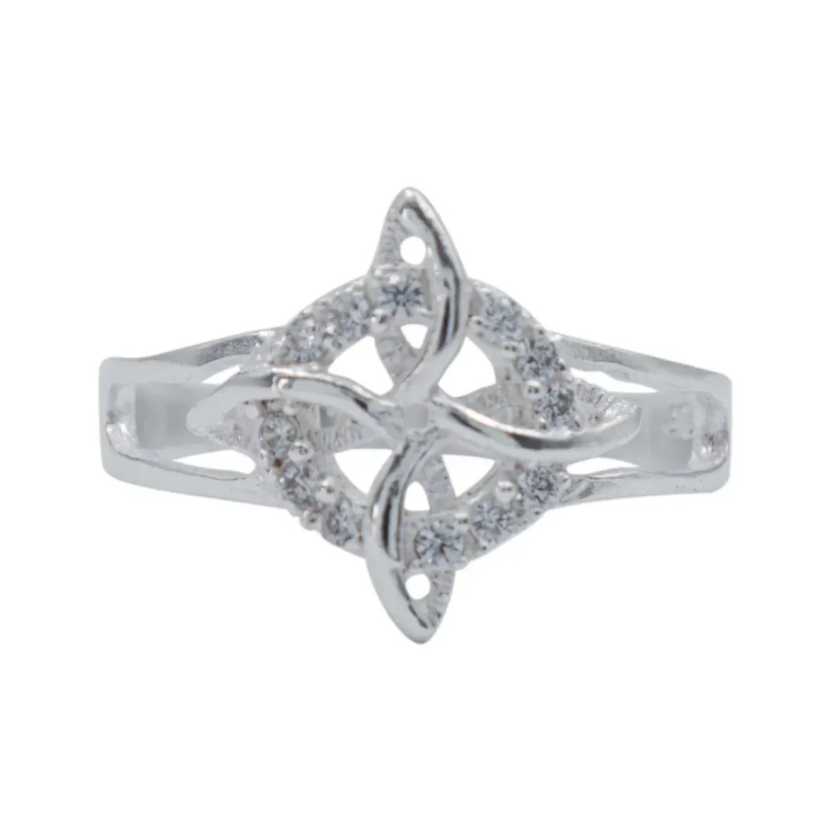 Anillo Plata .925 Nudo de Bruja Celta con Zirconia Transparente - Imagen 2
