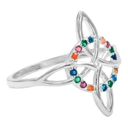 Anillo Plata 925 Nudo de Bruja Celta con Zirconias Multicolor Talla 7 - Imagen 2