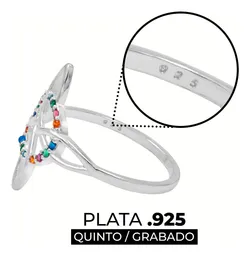Anillo Plata 925 Nudo de Bruja Celta con Zirconias Multicolor Talla 7 - Imagen 3