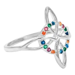 Anillo Plata .925 Nudo de Bruja Celta con Zirconias Multicolor - Imagen 2