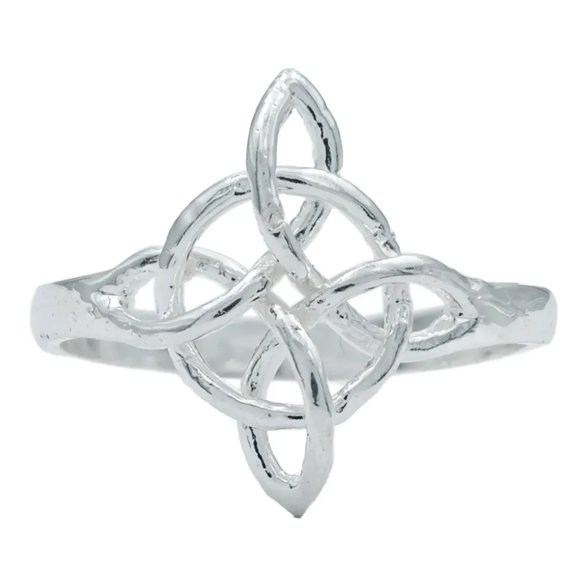 Anillo Plata .925 auténtica, diseño Nudo de Bruja Celta unisex, amuleto de protección mística. Joyería de Taxco artesanal mex