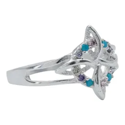 Anillo Plata 925 Nudo de Bruja Celta Zirconia Multicolor Talla 9 - Imagen 1