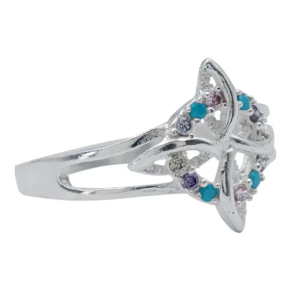 Anillo Plata 925 Nudo de Bruja Celta Zirconia Multicolor - Imagen 1
