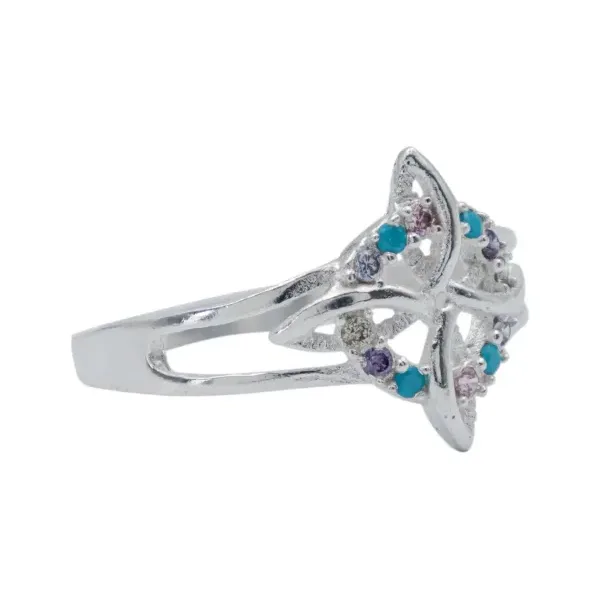 Anillo Plata 925 Nudo de Bruja Celta Zirconia Multicolor - Imagen 1