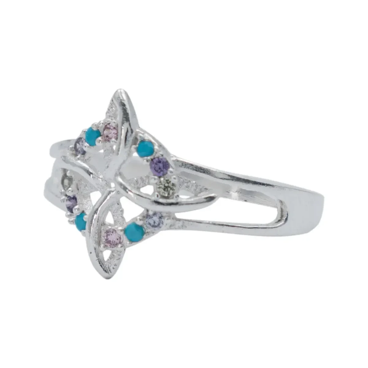 Anillo Plata 925 Nudo de Bruja Celta Zirconia Multicolor Talla 9 - Imagen 2