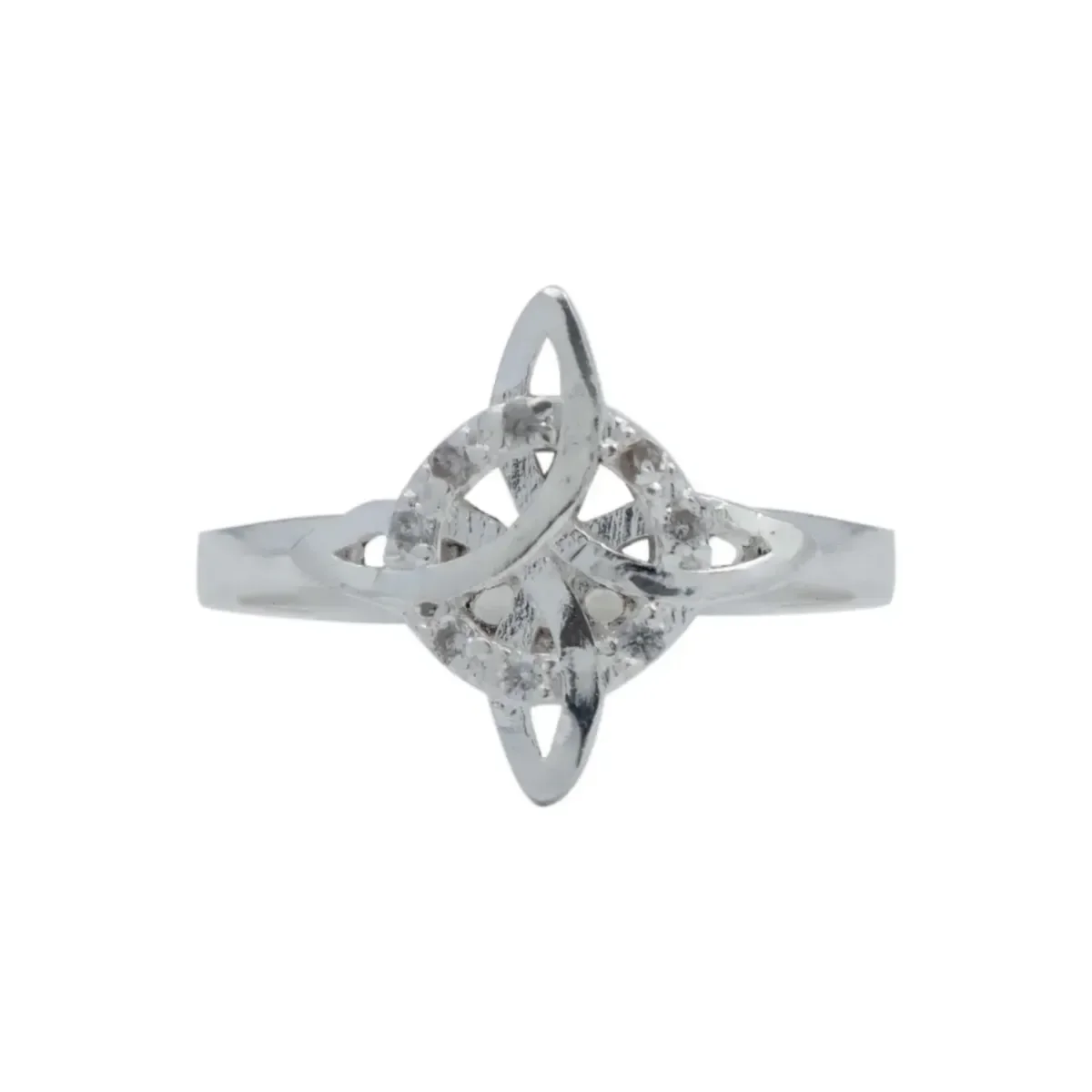 Anillo Plata 925 Nudo de Bruja con Zirconia Blanca Talla 8.5 - Imagen 4