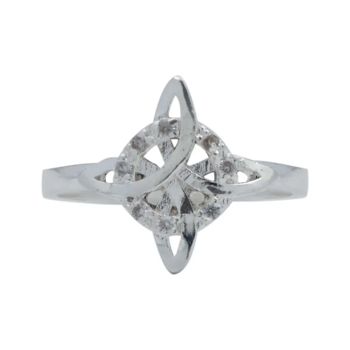 Anillo Plata 925 Nudo de Bruja con Zirconia Blanca Talla 9 - Imagen 4