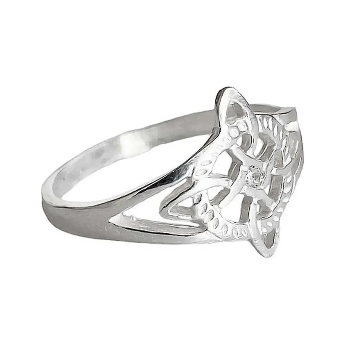 Anillo Plata 925 Nudo de Bruja con Zirconia brillante, joyería esotérica mexicana, diseño místico celta entrelazado de protec