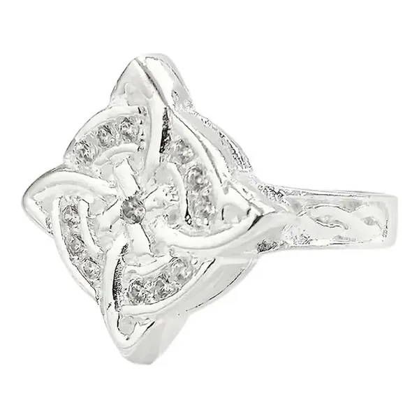Anillo de plata .925 zirconia nudo de bruja amuleto proteccion — Joyaris