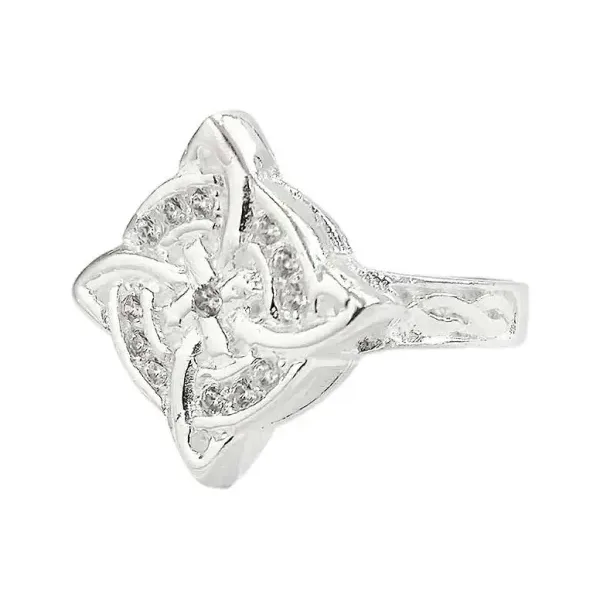 Anillo de plata .925 zirconia nudo de bruja amuleto proteccion — Joyaris