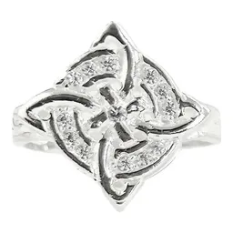 Anillo Plata 925 Nudo de Bruja con Zirconia Diseño Místico - Imagen 3