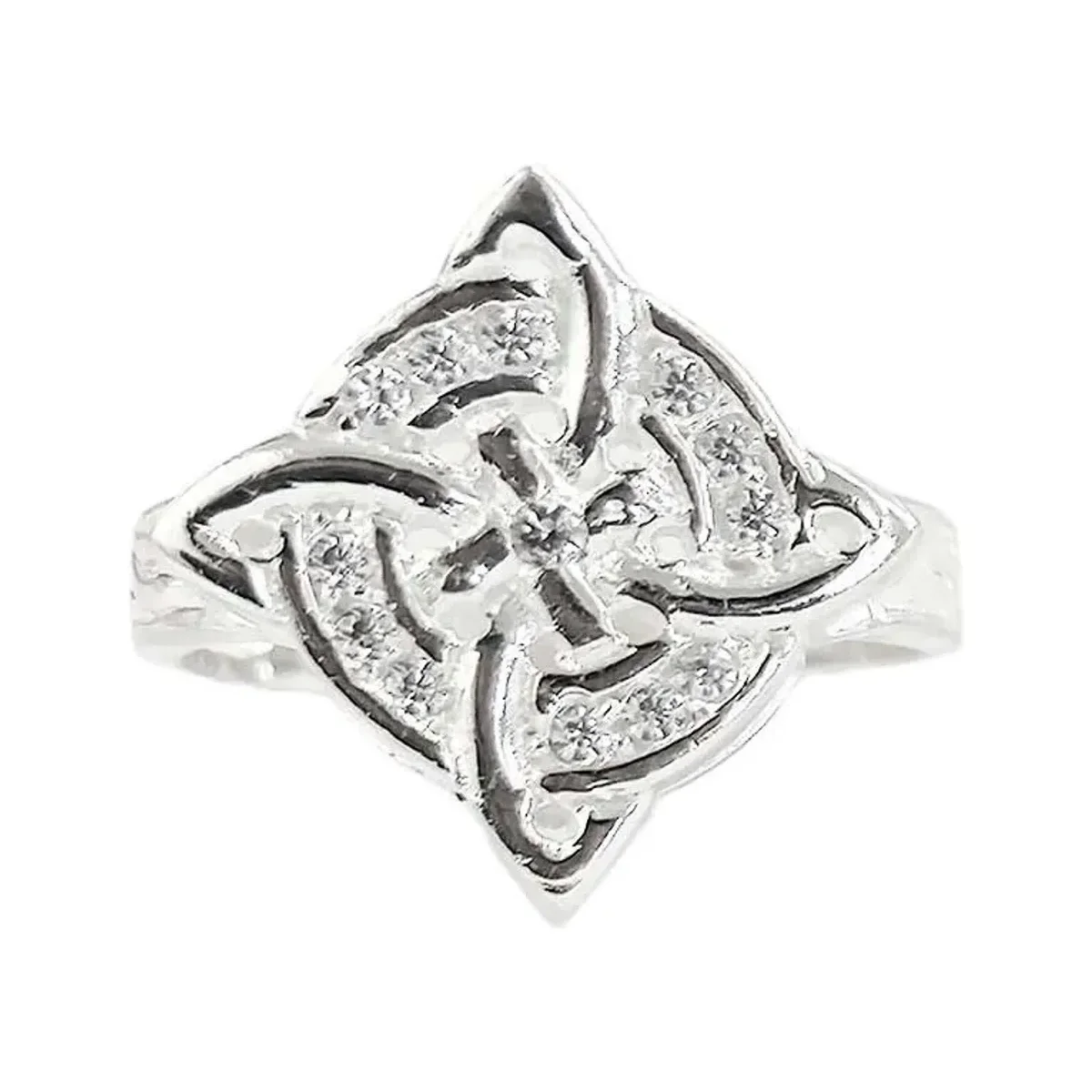 Anillo Plata 925 Nudo de Bruja con Zirconia Diseño Místico - Imagen 3