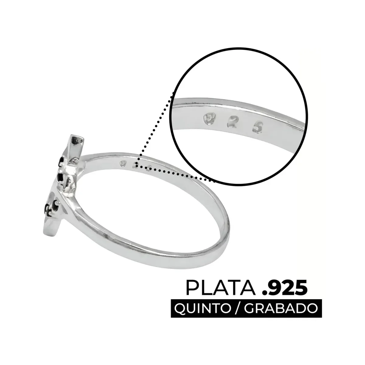 Anillo Plata 925 Nudo de Bruja con Zirconia Negra para Mujer - Imagen 3