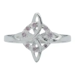 Anillo Plata 925 Nudo de Bruja con Zirconia Rosa para Mujer - Imagen 4