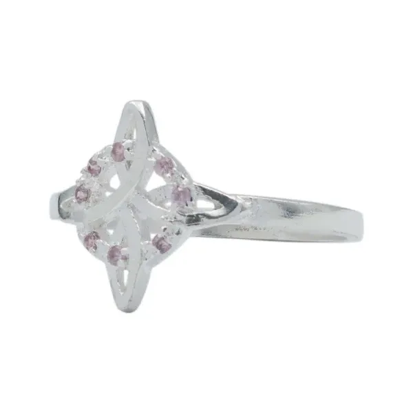 Anillo de plata .925 rosa zirconia nudo de bruja — Joyaris