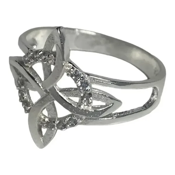 Anillo de plata .925 zirconia nudo de bruja plano — Joyaris