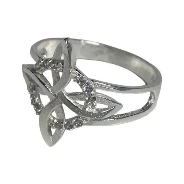 Anillo de plata .925 zirconia nudo de bruja plano — Joyaris