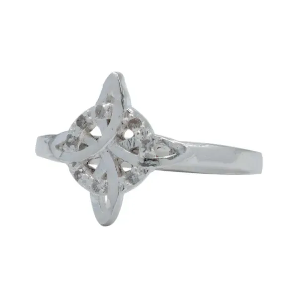 Anillo de plata .925 blanco zirconia nudo de bruja — Joyaris