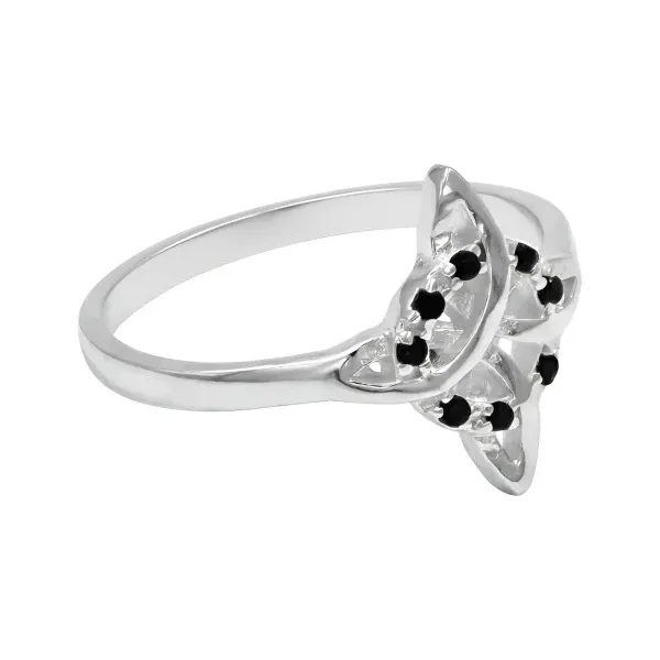 Anillo de plata .925 negro zirconia nudo de bruja — Joyaris