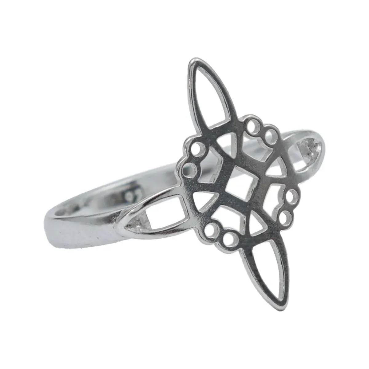Anillo Plata .925 brillante, diseño Nudo de Bruja protector. Joyería mágica artesanal mexicana, amuleto celta de protección.