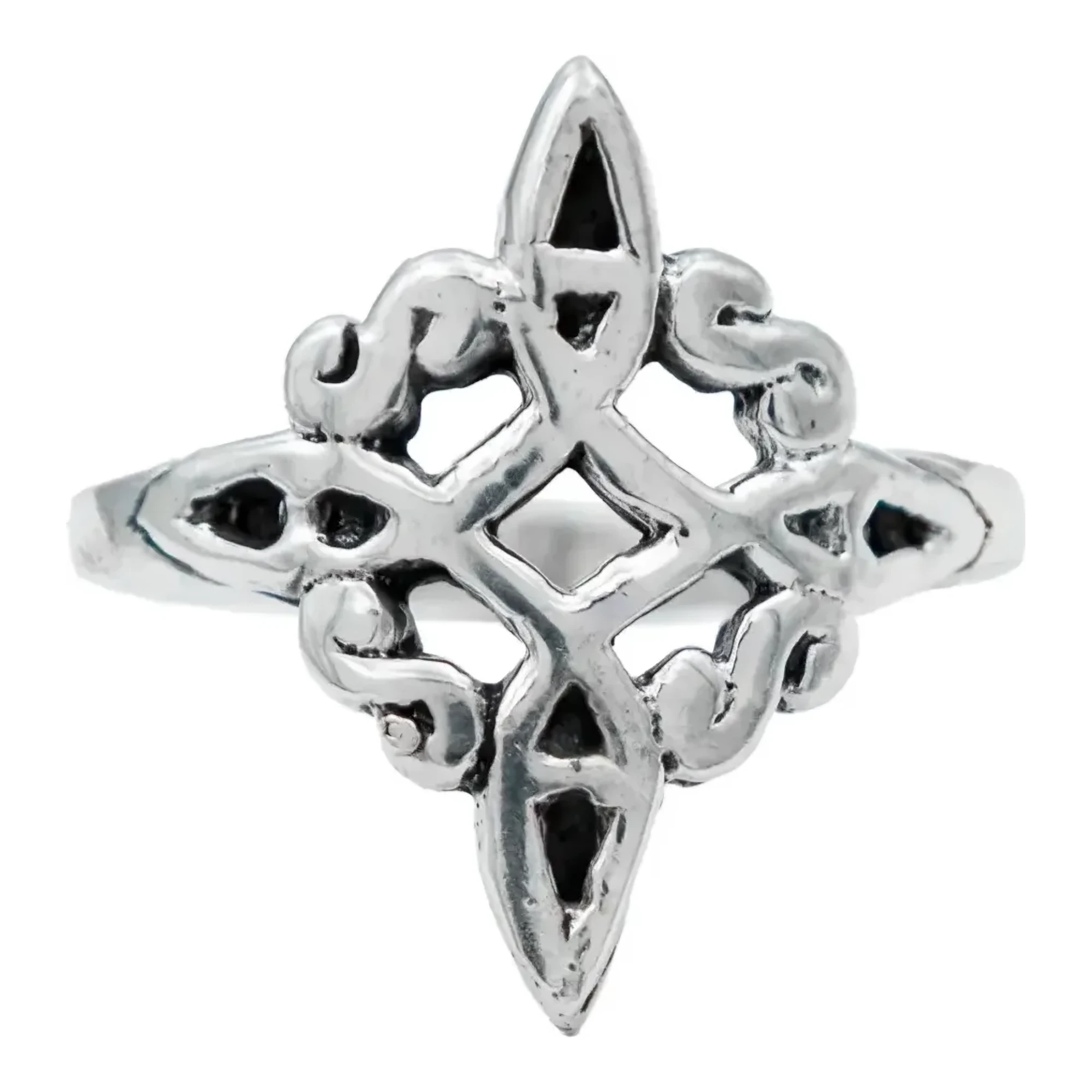 Anillo nudo de bruja celta plata ley 925 nacional pavonado liso de protección amuleto wicca talla fija 8.5 para mujer y