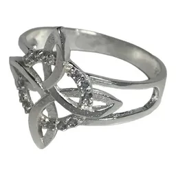 Anillo Plata 925 Nudo de Bruja Plano con Zirconia Talla 7.5 - Imagen 1