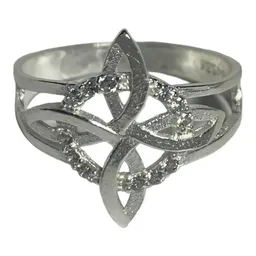 Anillo Plata 925 Nudo de Bruja Plano con Zirconia Talla 7.5 - Imagen 2