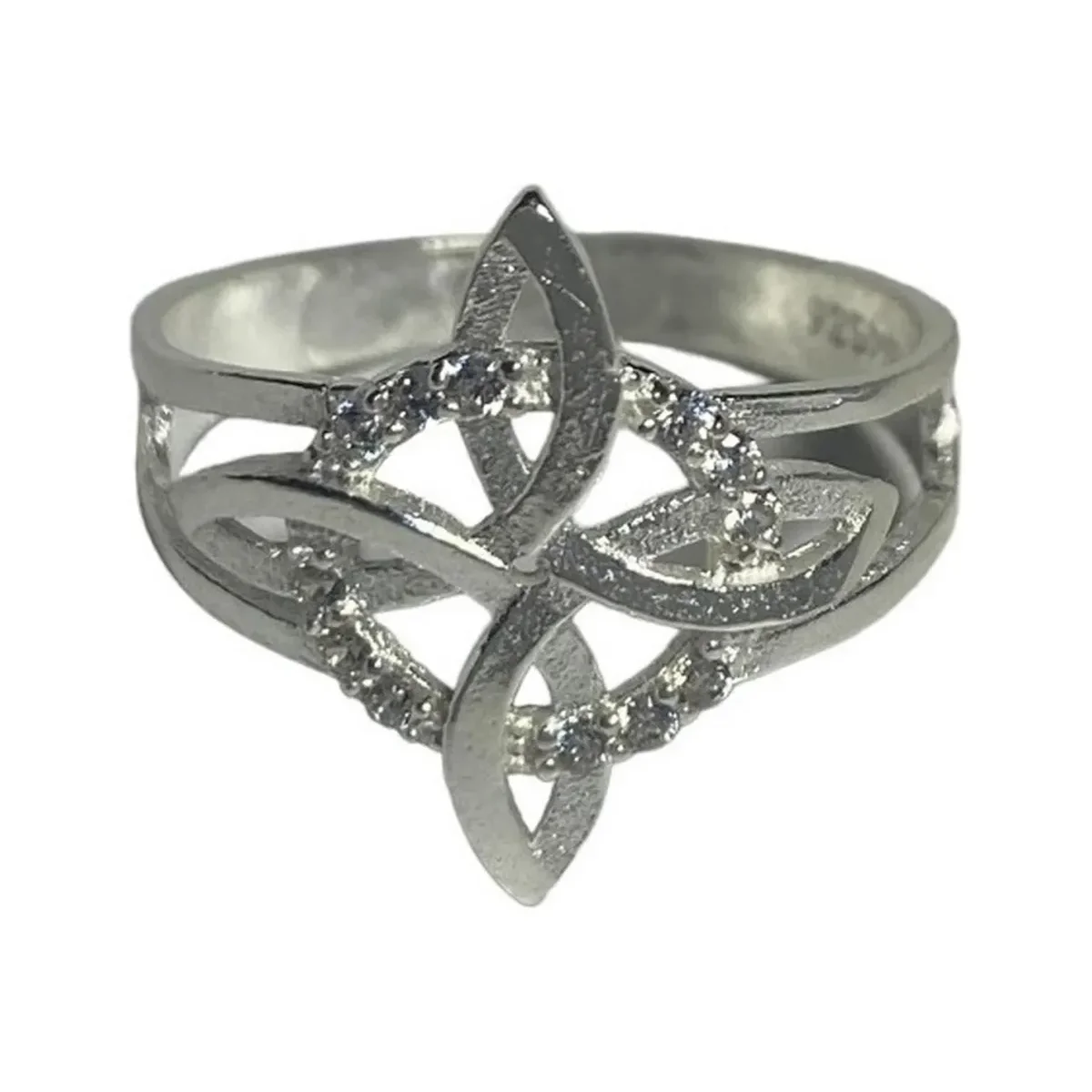 Anillo Plata 925 Nudo de Bruja Plano con Zirconia Talla 9 - Imagen 2
