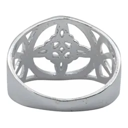 Anillo Plata 925 Nudo de Bruja y Triqueta Celta Artesanal - Imagen 3