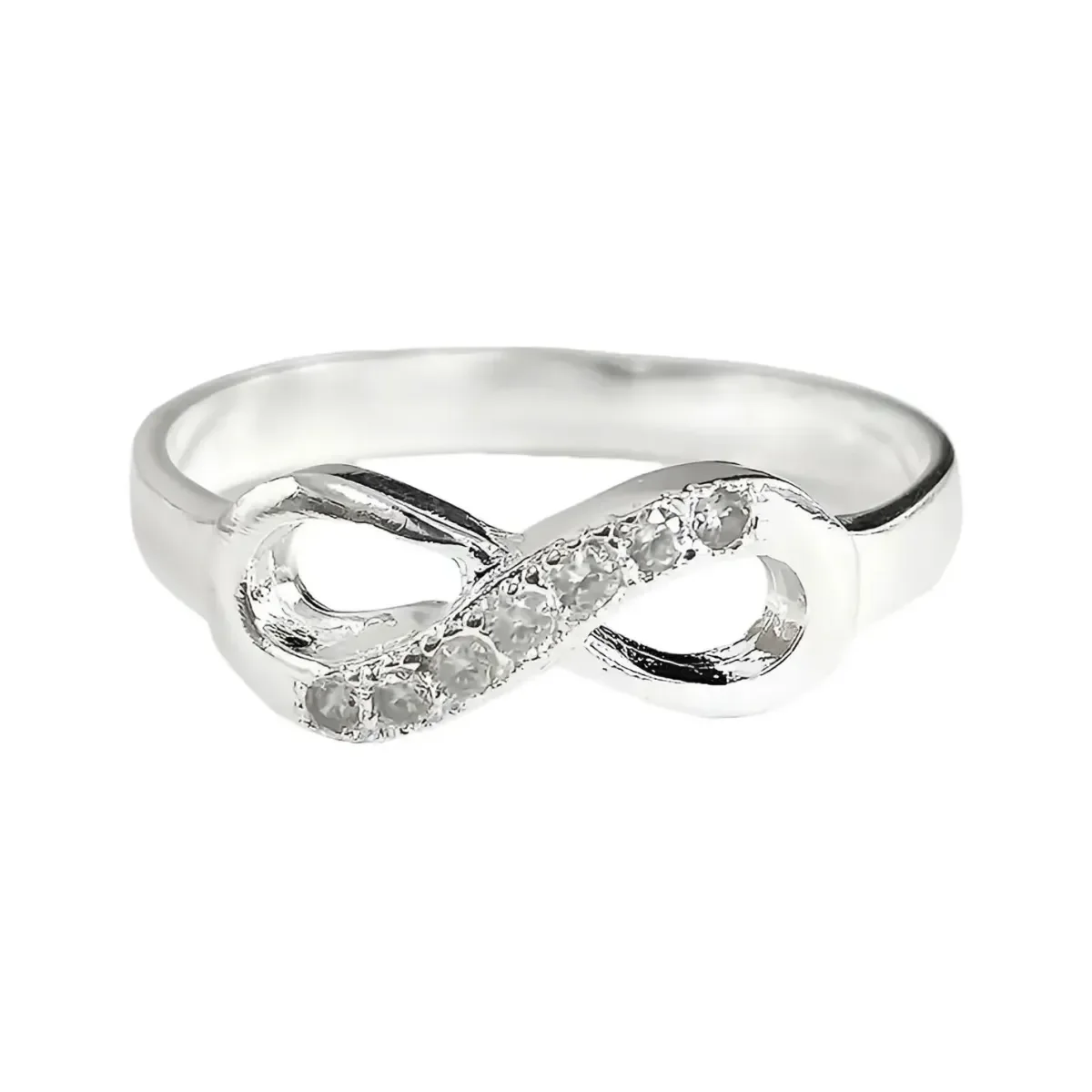 Anillo Plata .925 Nudo Infinito con brillante Zirconia transparente, un anillo de plata moderno para mujer, joyería artesanal