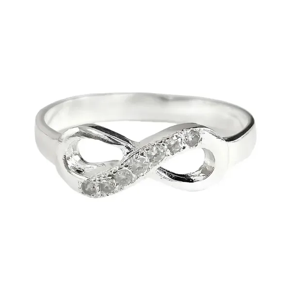 Anillo de compromiso de plata .925 blanco zirconia nudo infinito talla 8.5 — Joyaris