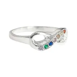 Anillo Plata 925 Nudo Infinito Zirconia Multicolor Talla 7.5 - Imagen 2