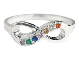 Anillo Plata 925 Nudo Infinito Zirconia Multicolor Talla 8.5 - Imagen 1
