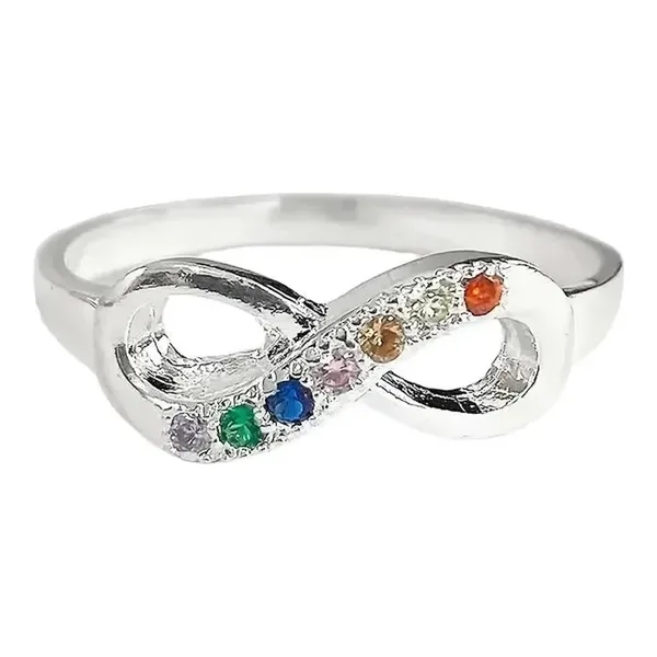 Anillo Plata 925 Nudo Infinito Zirconia Multicolor - Imagen 1