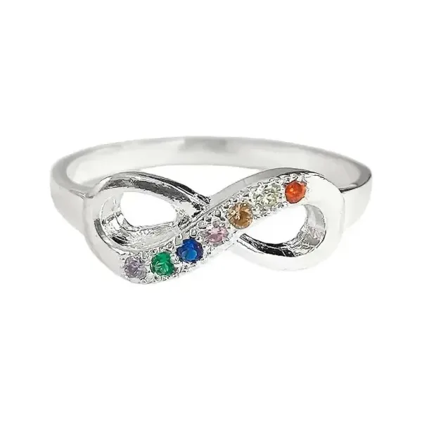 Anillo Plata 925 Nudo Infinito Zirconia Multicolor - Imagen 1