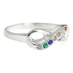Anillo Plata 925 Nudo Infinito Zirconia Multicolor Talla 8.5 - Imagen 2