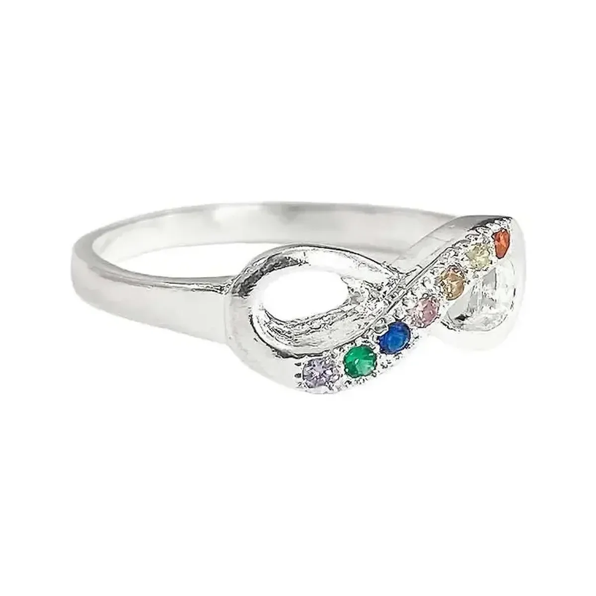 Anillo Plata 925 Nudo Infinito Zirconia Multicolor Talla 8.5 - Imagen 2
