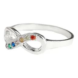 Anillo Plata 925 Nudo Infinito Zirconia Multicolor Talla 8.5 - Imagen 3