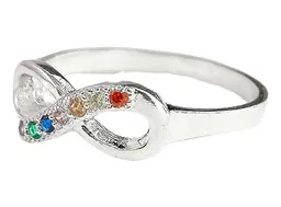 Anillo Plata 925 Nudo Infinito Zirconia Multicolor Talla 8.5 - Imagen 3